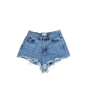 Superdown High Waisted Distressed Denim Cut Off Shorts Medium Wash Blue Size 27